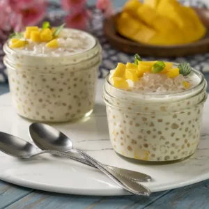Perles de tapioca au lait de coco et à la mangue